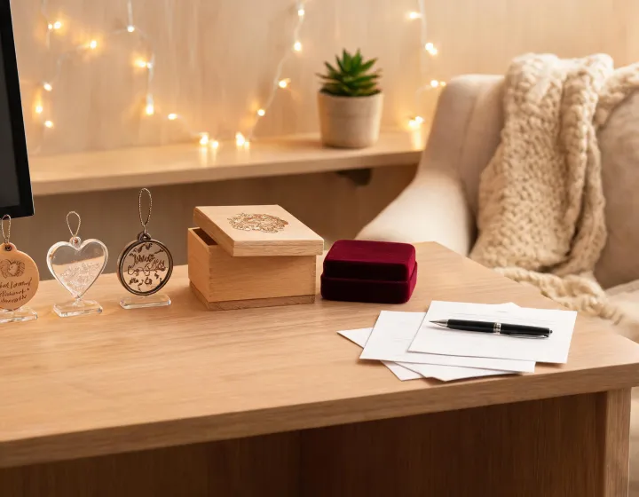 Contact desk with personalized gifts