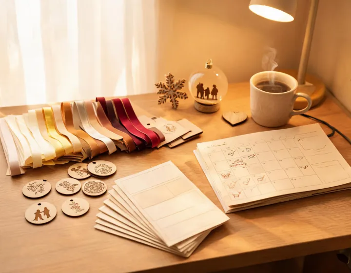 Gift planning desk with personalized order notes